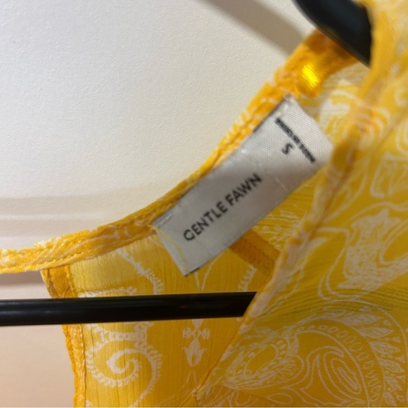 Gentle Fawn Yellow Paisley Print Long Sleeve Peplum Blouse Top - Picture 4 of 6